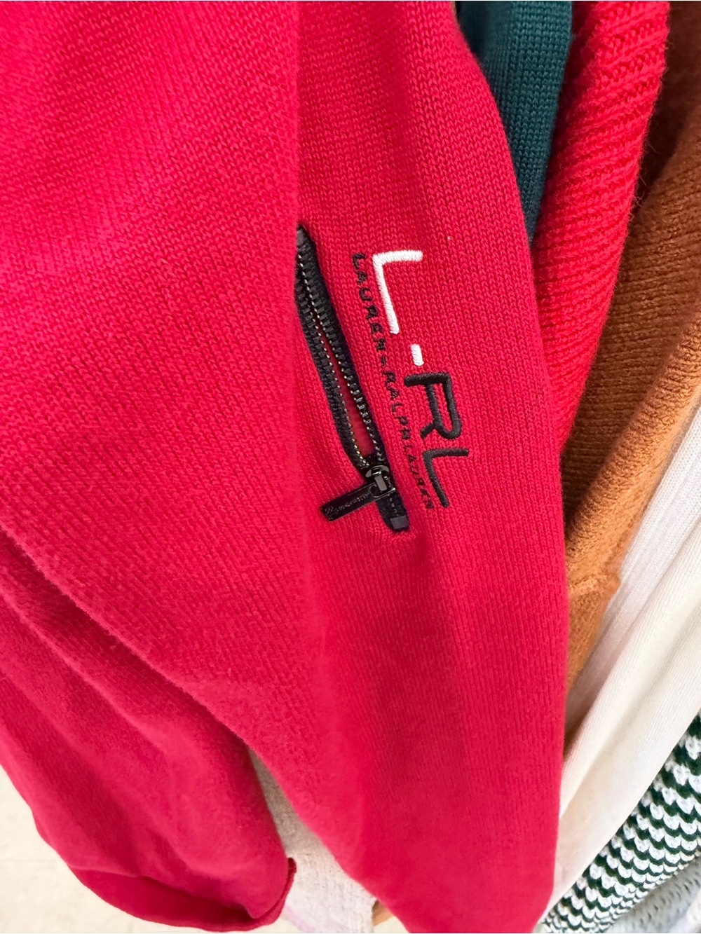 Vintage 90s Lauren Active Ralph Lauren L-RL Half-Zip Knit Sweater Red